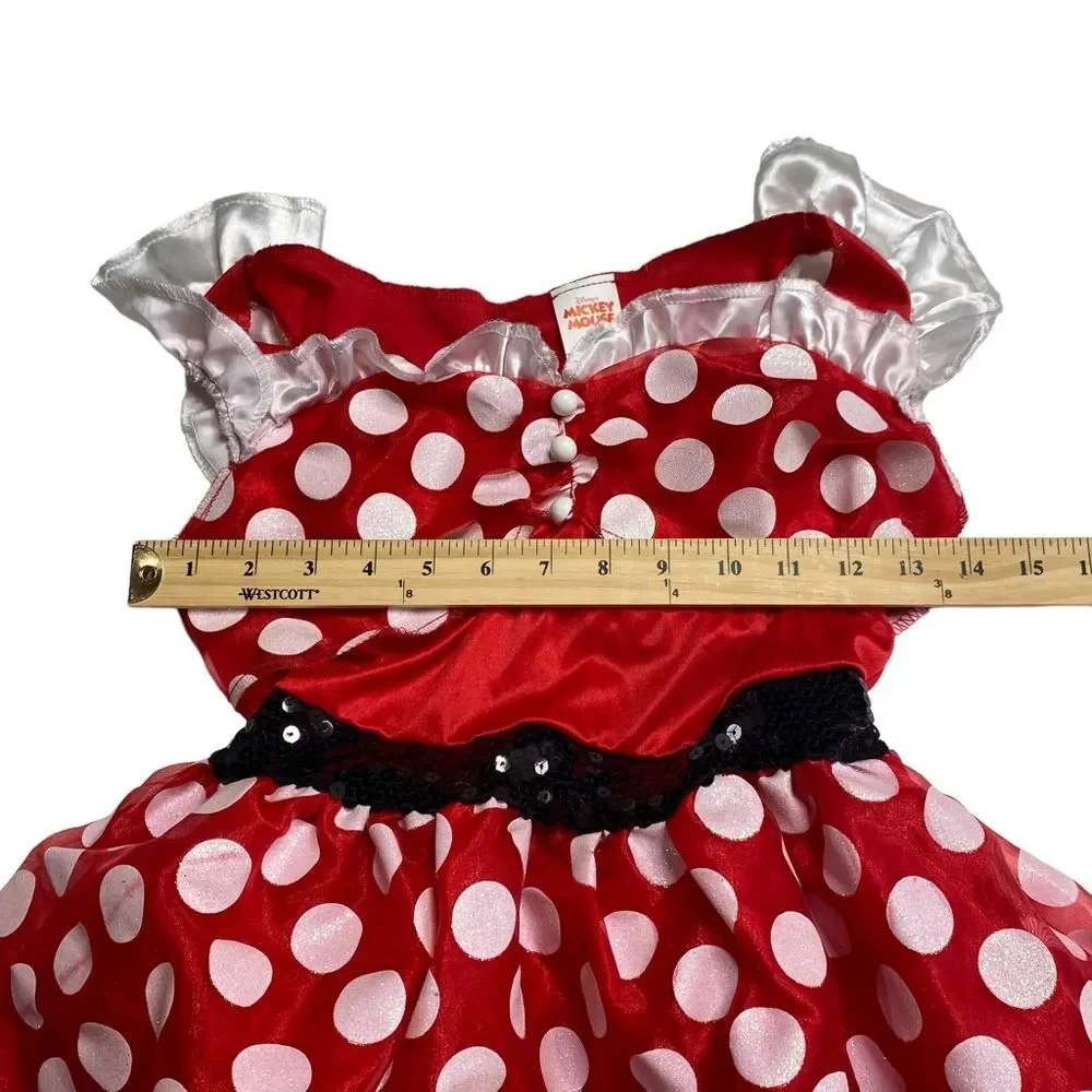 Disney Minnie Mouse Polka Dot Dress and Matching Sequined Mouse Ears L (10-12) - Picture 3 of 10